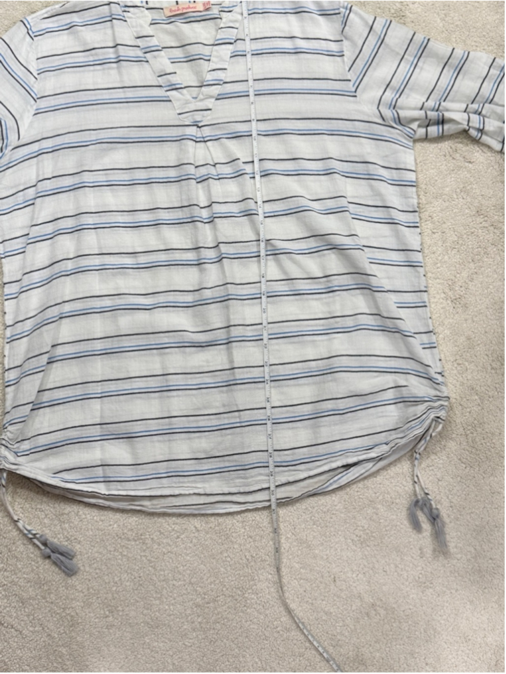 fresh produce Women’s White Tunic with Navy and Light Blue Stripes Size XL/XXL - Picture 6 of 9